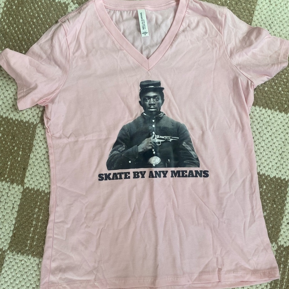 Pink Short Sleeve Tee with Graphic Print skater girl skate by any means